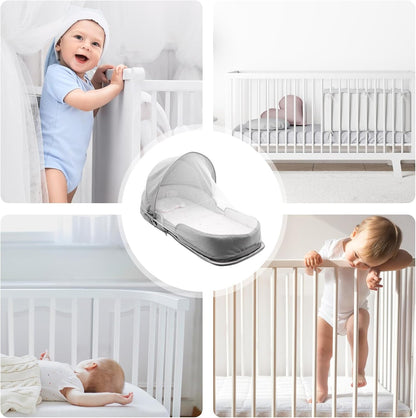 Premium Travel Baby Bassinet and Shoulder Diaper Tote Bag with Bed Net for Parents