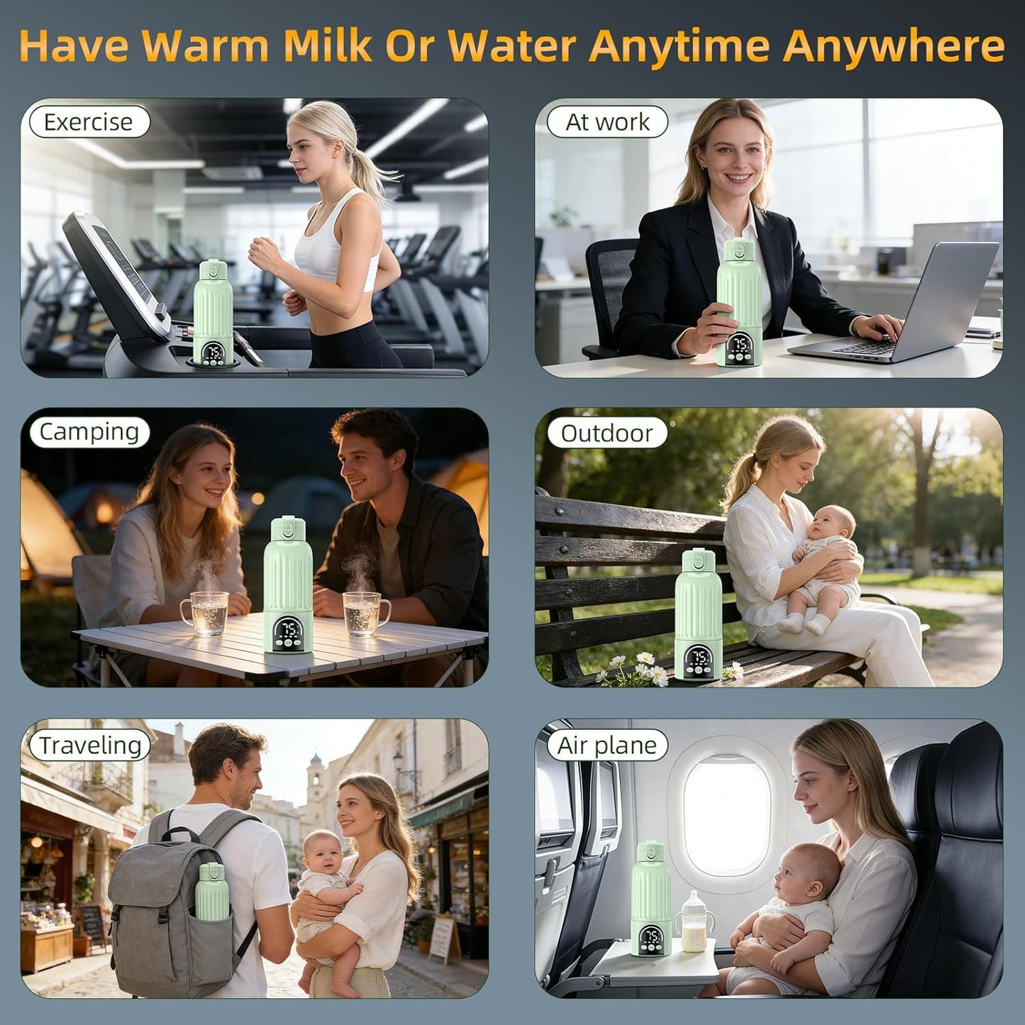 Rechargeable USB Portable Baby Bottle Milk Warmer with Precise Temperature Control and Fast Charging Warmer