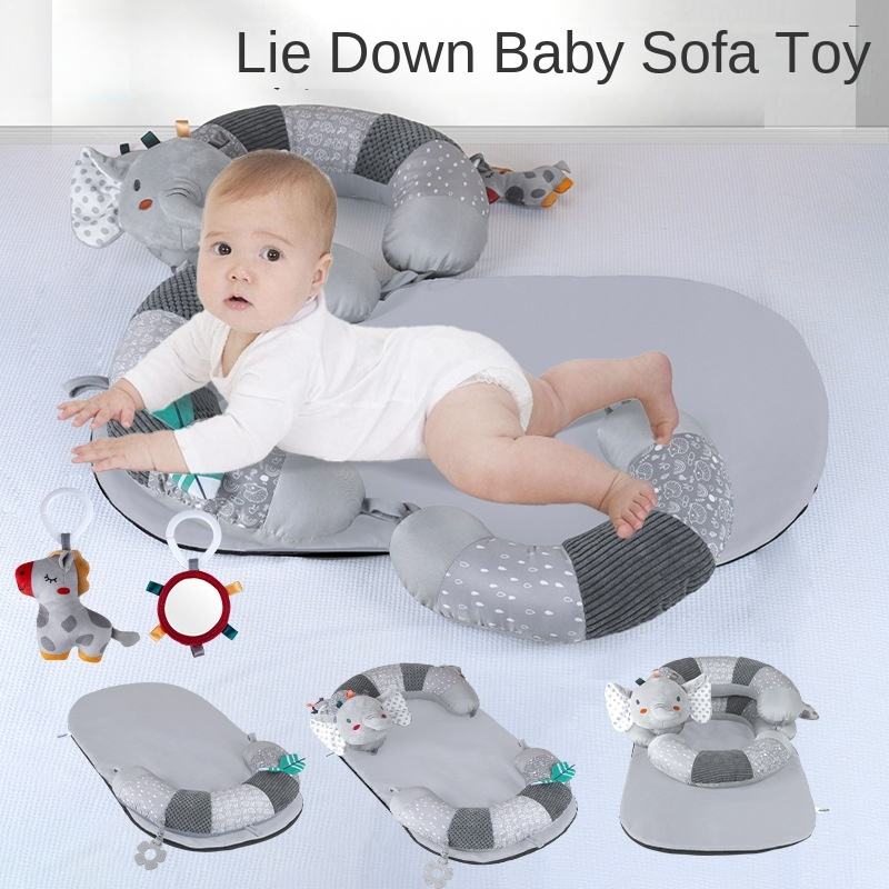3 in 1 Baby Tummy Time Mat Support Seated Pillow Infant Newborn Toys Sensory Developmental Playmat Gift for Babies