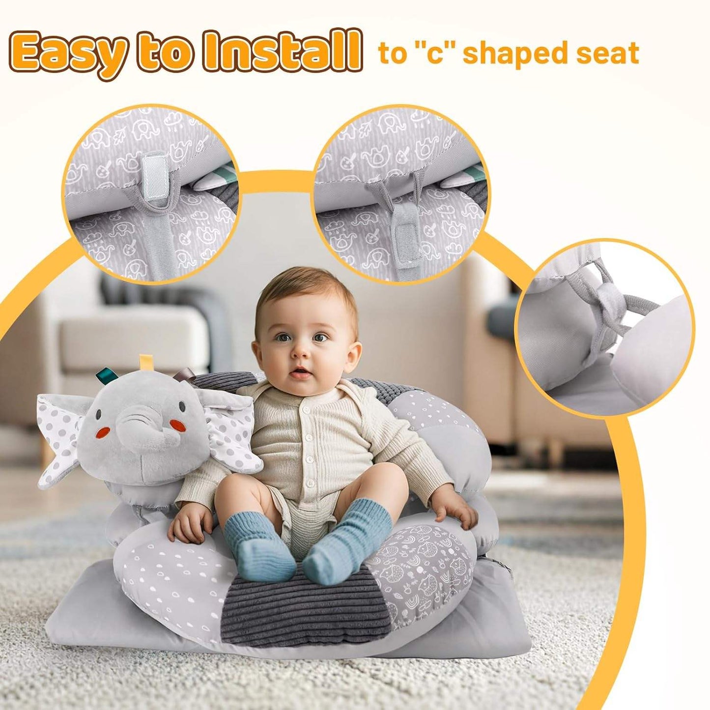 3 in 1 Baby Tummy Time Mat Support Seated Pillow Infant Newborn Toys Sensory Developmental Playmat Gift for Babies